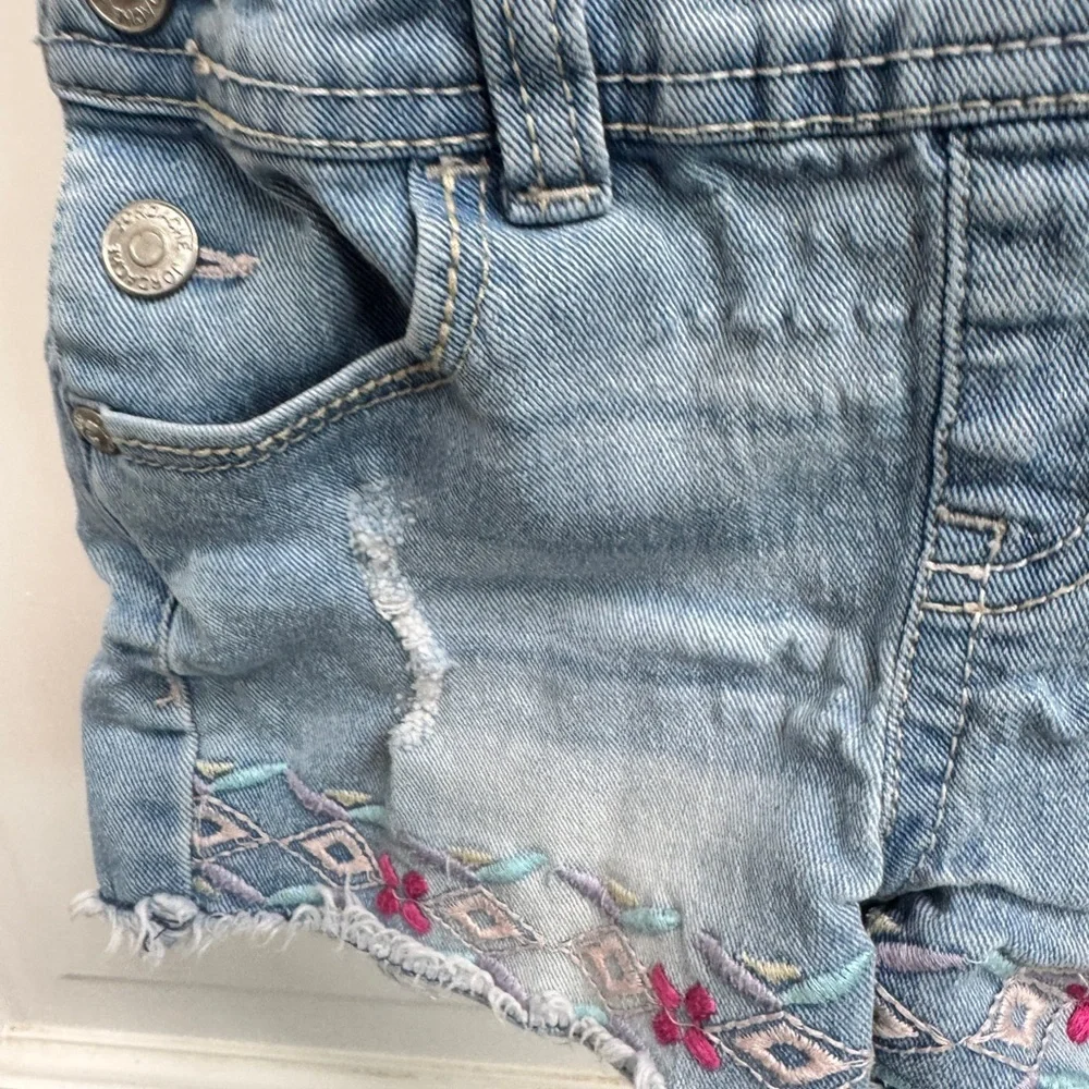 Jordache XS Girls 4 - 5  Light Blue Kids Overalls with Aztec Embroidery